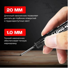 Маркер строительный перманентный, с длинным наконечником 20мм / 4шт